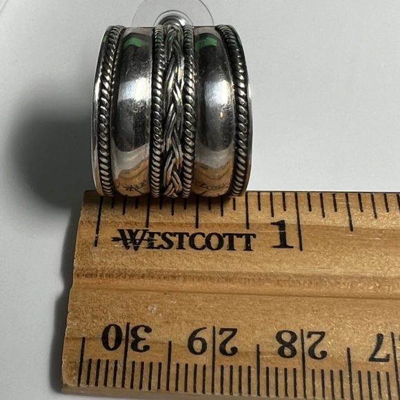 Vintage sterling silver hoop earrings - Chapal-Zenray -Braided Rope Design - Picture 9 of 11